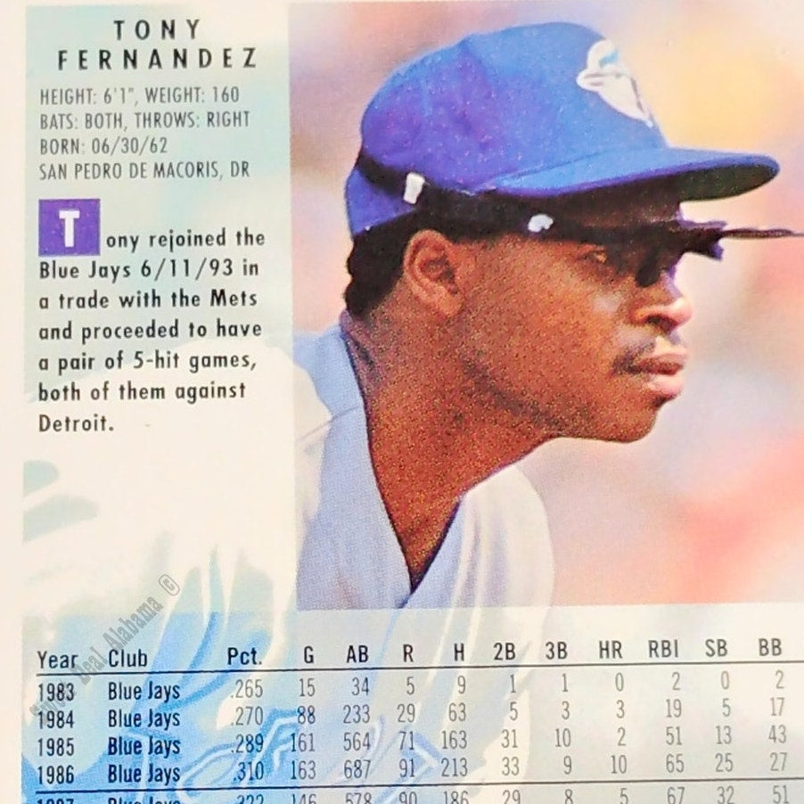 Tony Fernandez, Toronto Blue Jays, #331, 1994 Fleer Baseball Collector's Card