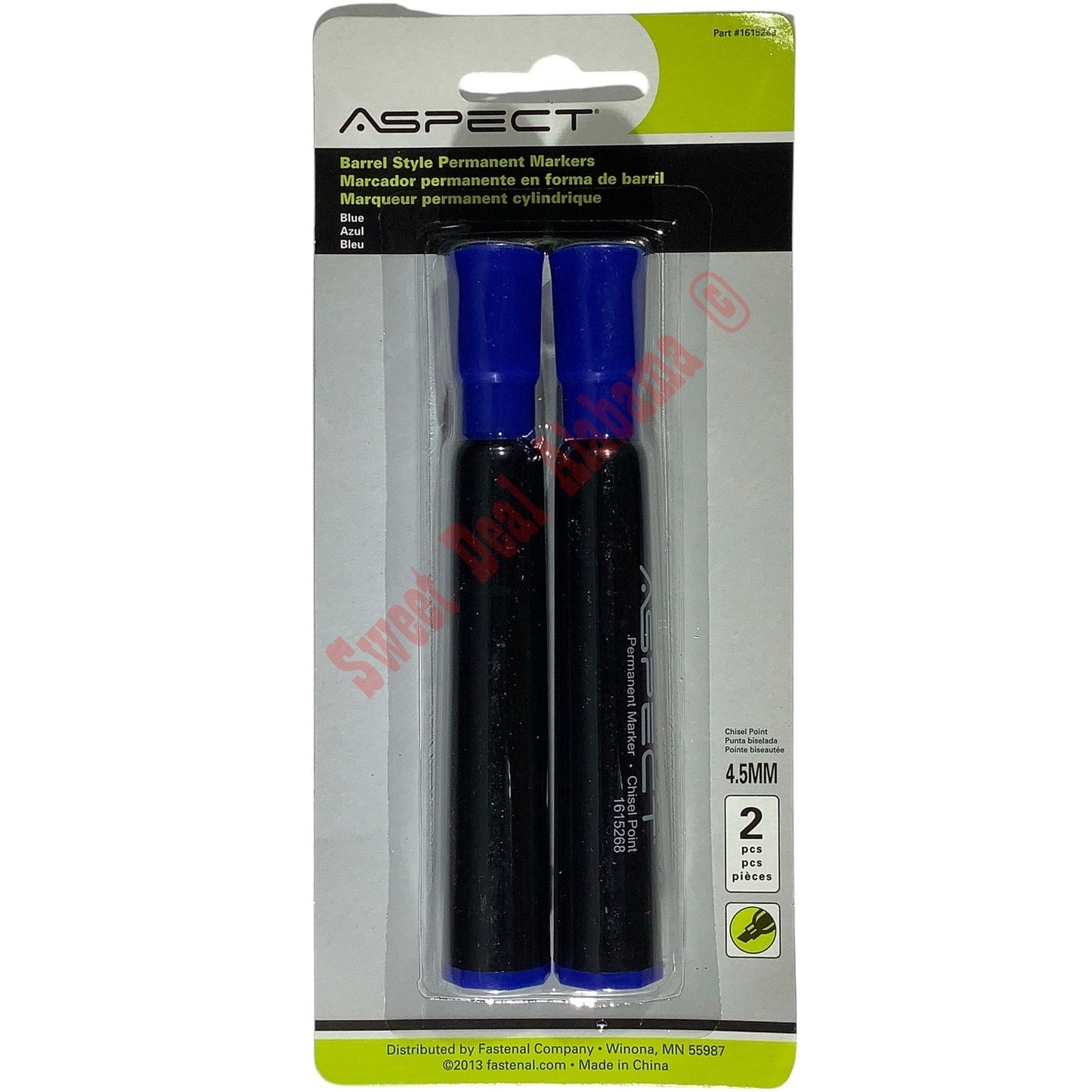 20-PK Fastenal Aspect Permanent Blue Chisel Point Markers, 4.5MM, Barrel Style