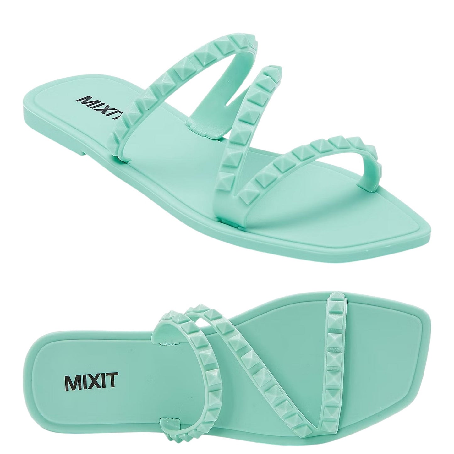 Mixit Women's Slip-On Strap Jelly Flip-Flops Sandals, French Mint, 9M