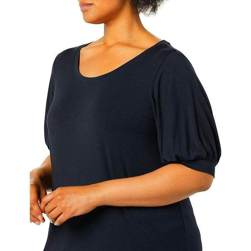 Aware Women's Modal Elbow Length Puff Sleeve T-Shirt Dress, Black, 7XL, 7-XL