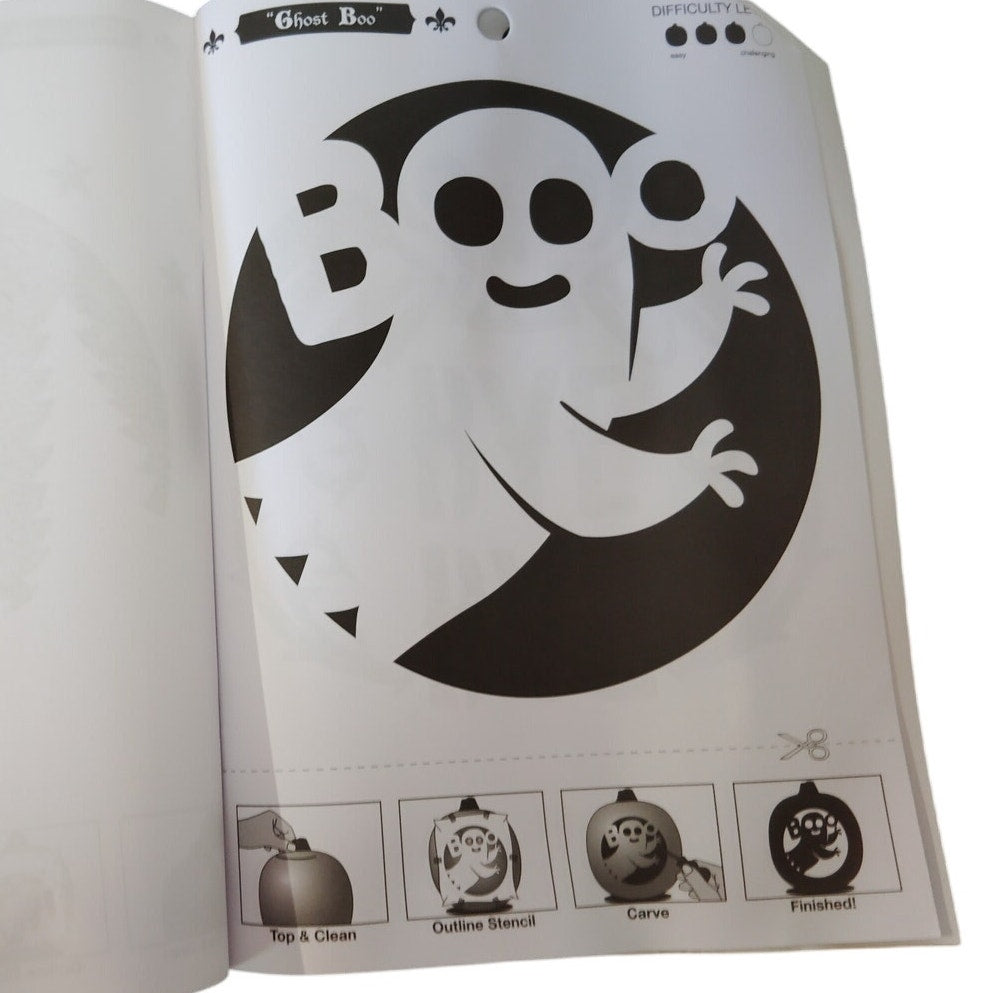 Hyde & EEK Boutique Halloween Pumpkin Carving Kit, 8 Stencils, 4 Easy-Grip Tools