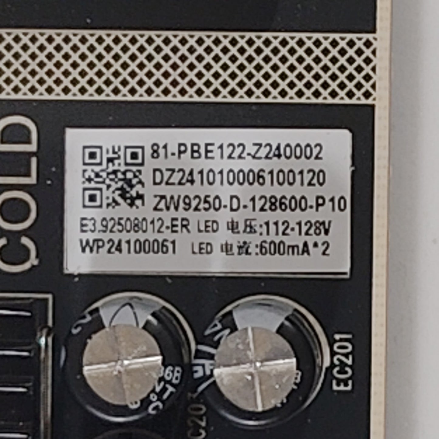 Samsung ZW9250 REV 1.0 Power Supply Board OEM UN65CU7000FXZA UHD TV SP1-090-02