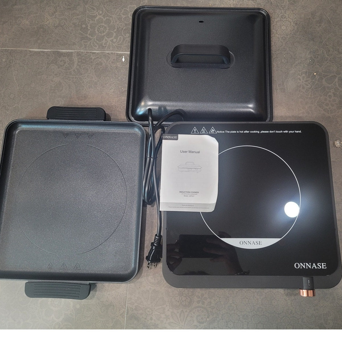 Portable Induction Cooktop, 1200W Single Burner with 2-in-1 Nonstick Griddle Plates, Black