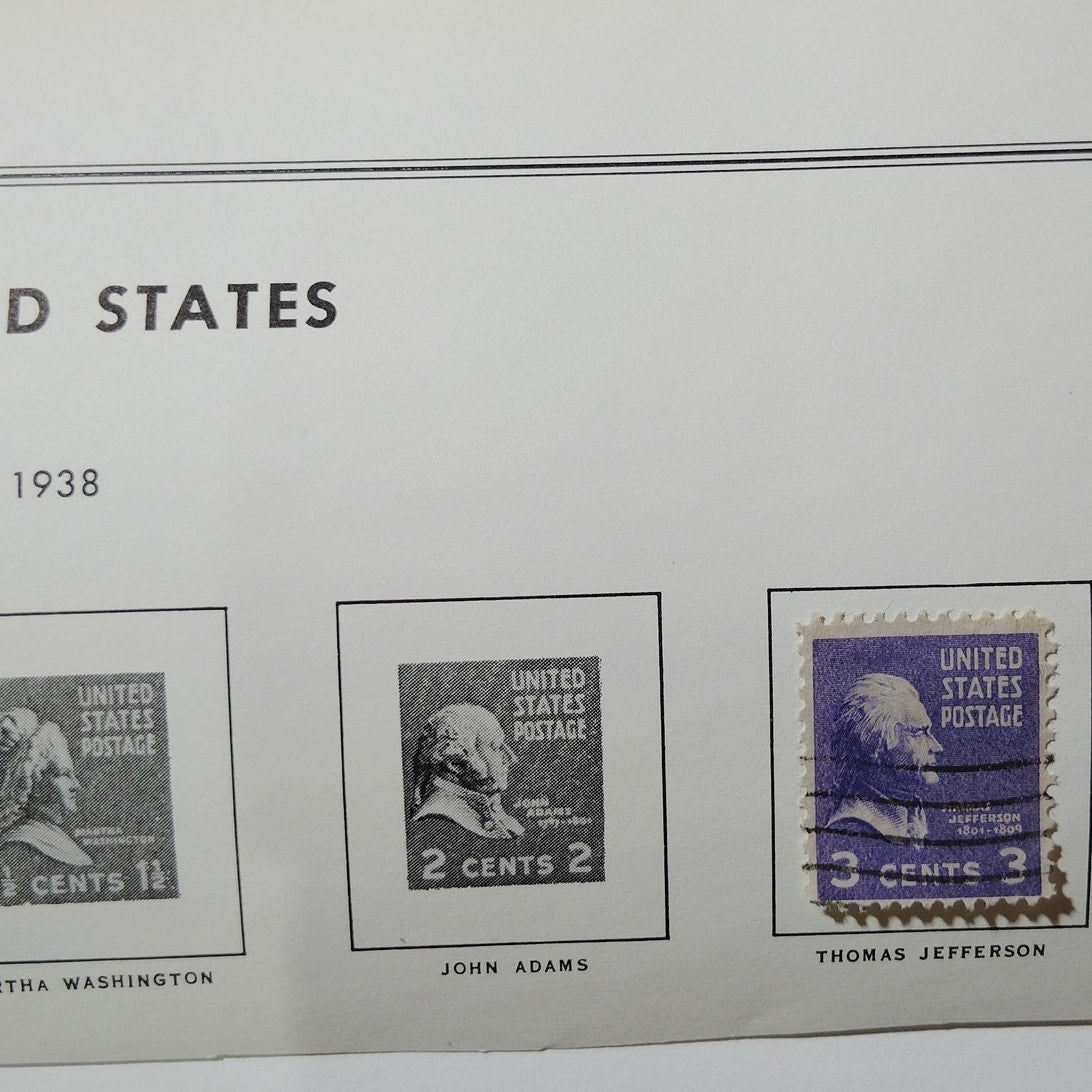 1938 US Postage Stamp #807 Thomas Jefferson Presidential Series 3 Cent Used