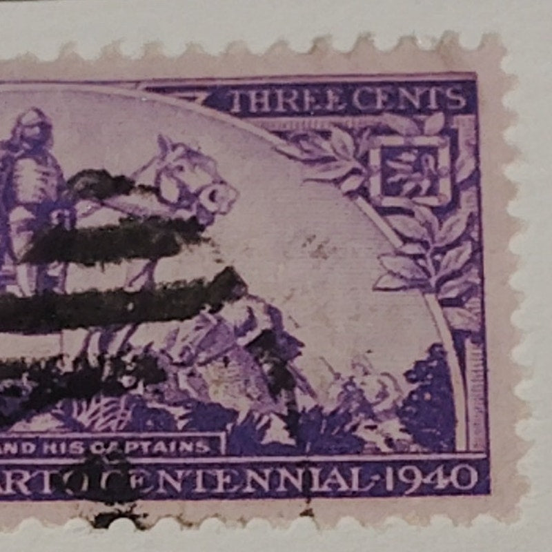 1940 3¢ Coronado Expedition Stamp – Scott 898 – Violet – Southwest Exploration