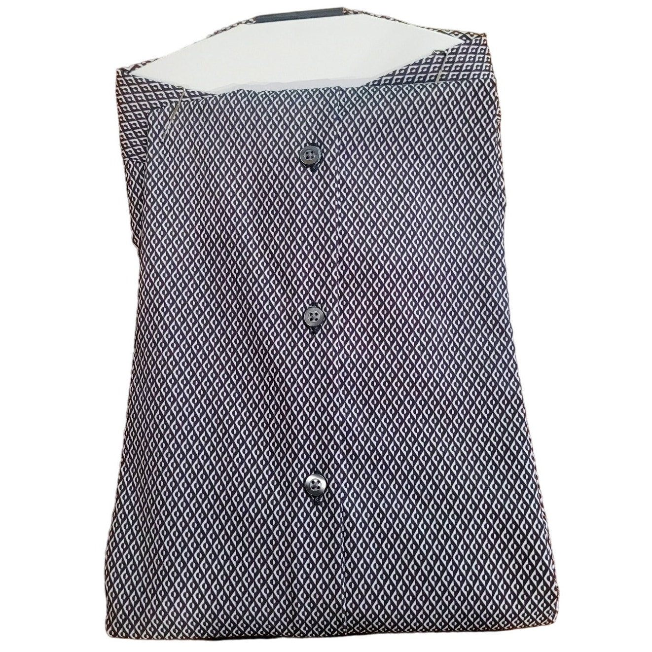 J. Ferrar 360 Stretch L/S Dress Shirt, Black Circle Geo, M (15-15.5, 32-33)