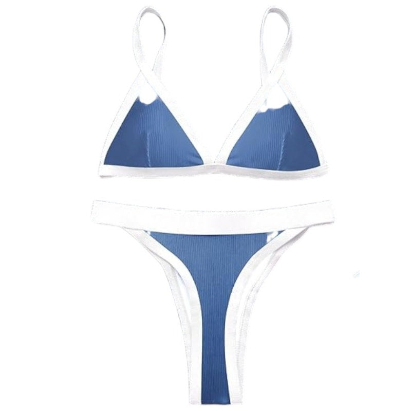 Swimall Triangle Bikini Set Brazilian Sporty Two Piece - Dusty Blue - M (6)
