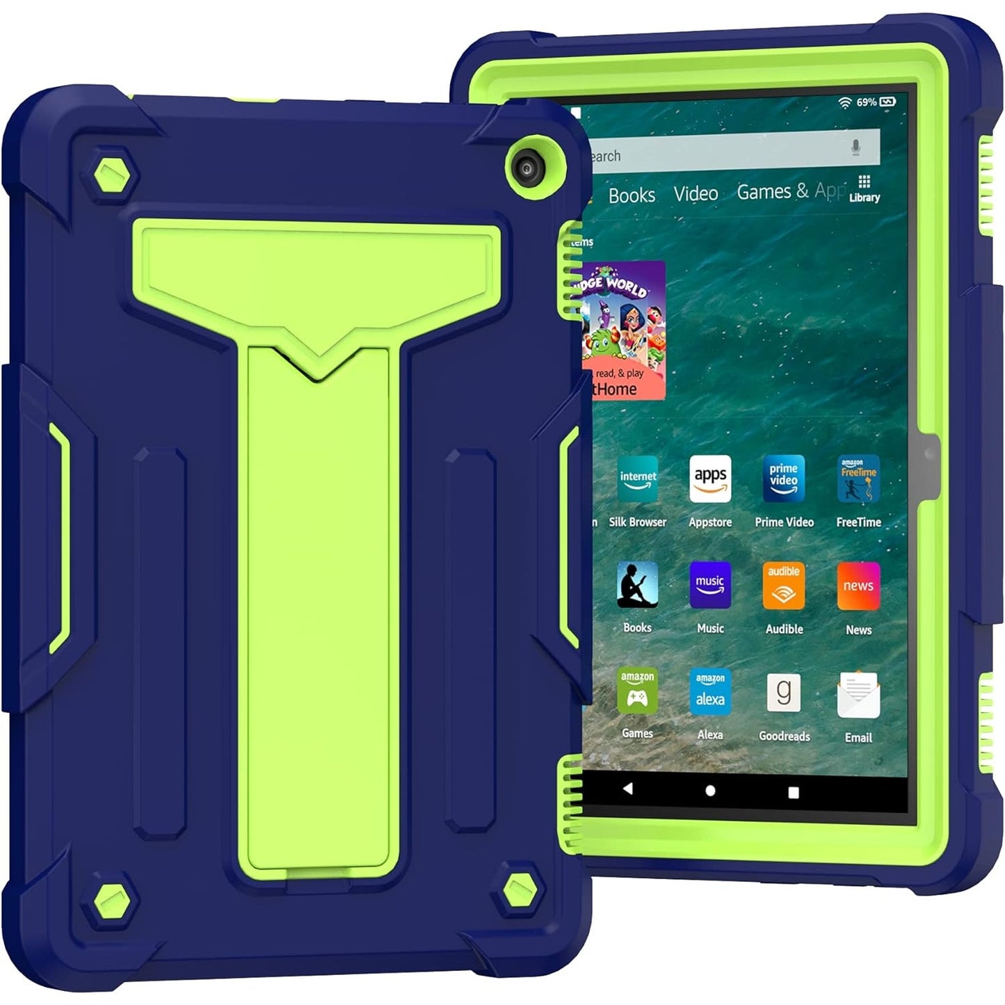Case for Amazon Fire HD 8.0 2022, w/ Kickstand, Screen Protector & 2 Stylus Pens