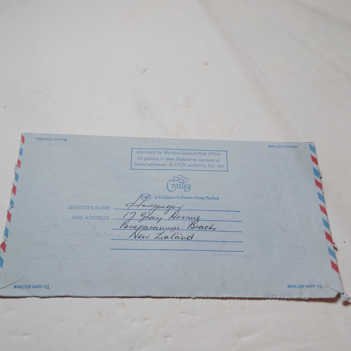 1985 New Zealand Aerogramme Croxley 20c Citrus Stamps Paraparaumu Cover