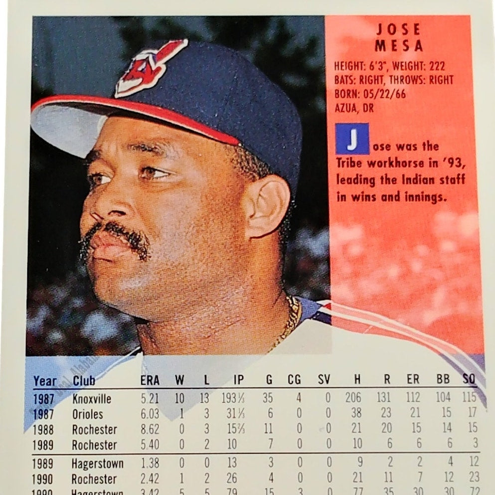 Jose Mesa, Cleveland Indians, #113, 1994 Fleer Baseball Collector's Card