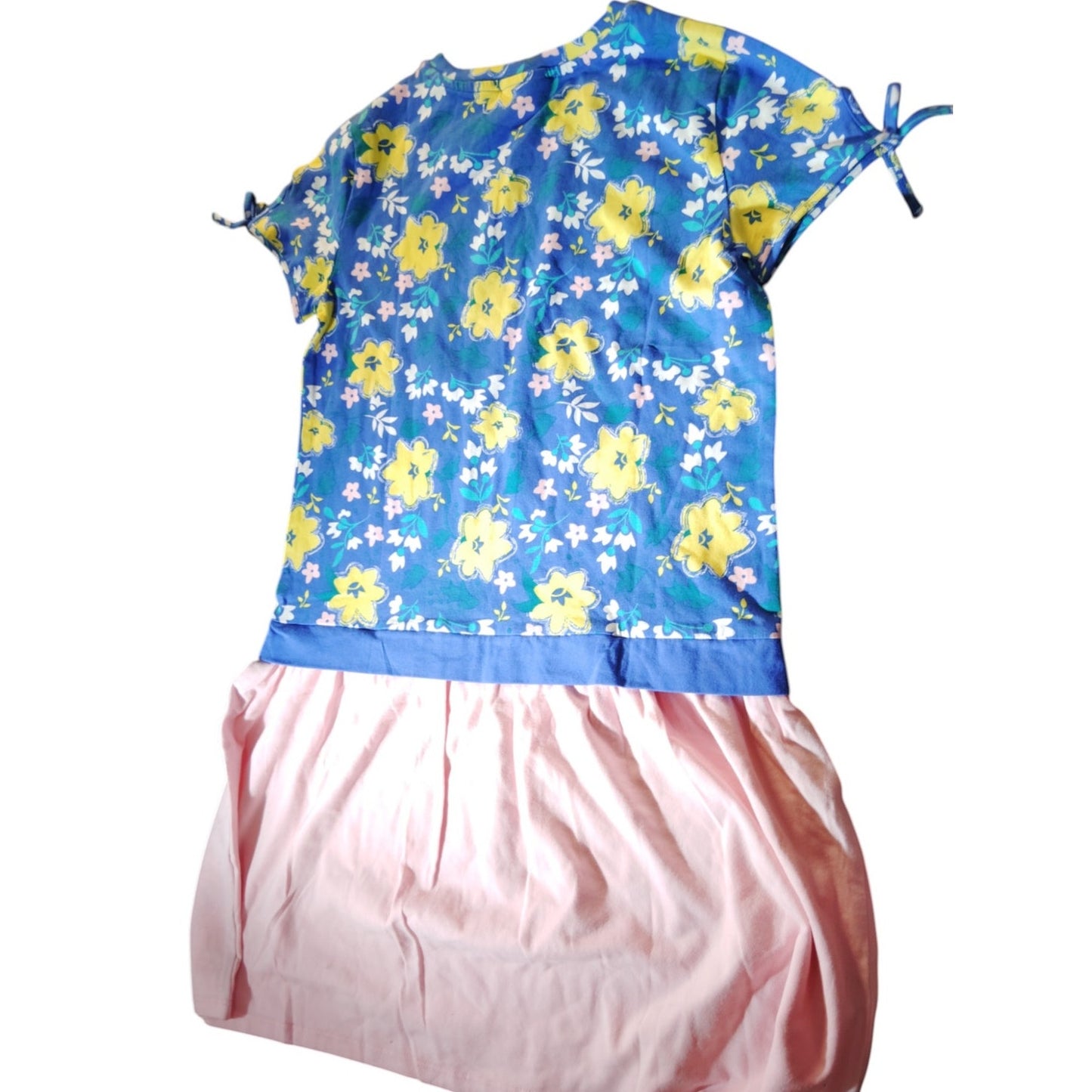 A for Awesome Cotton Blend S/S Dropwaist Casual Dress, XS Ellis Blue Floral NWOT