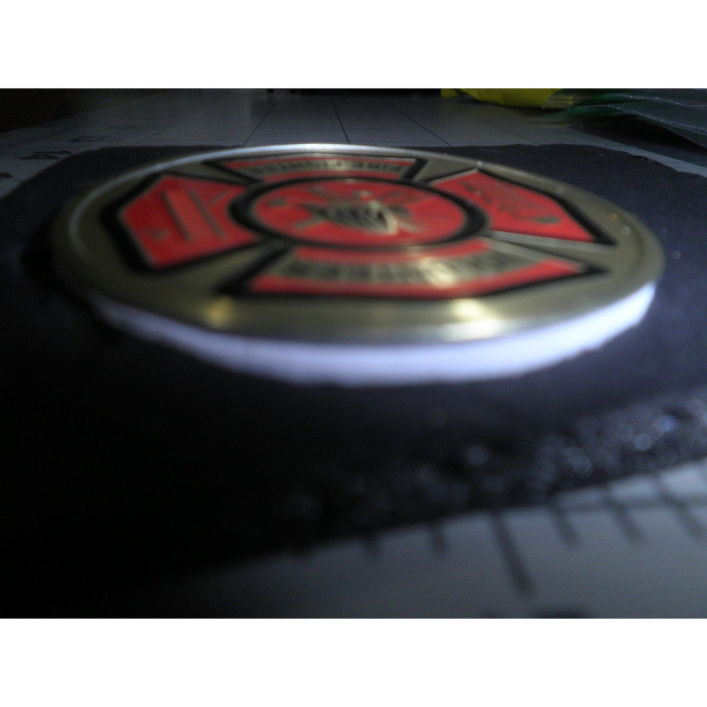 Metallic Volunteer Fire Department Recessed Emblem, 2" Display Emblem
