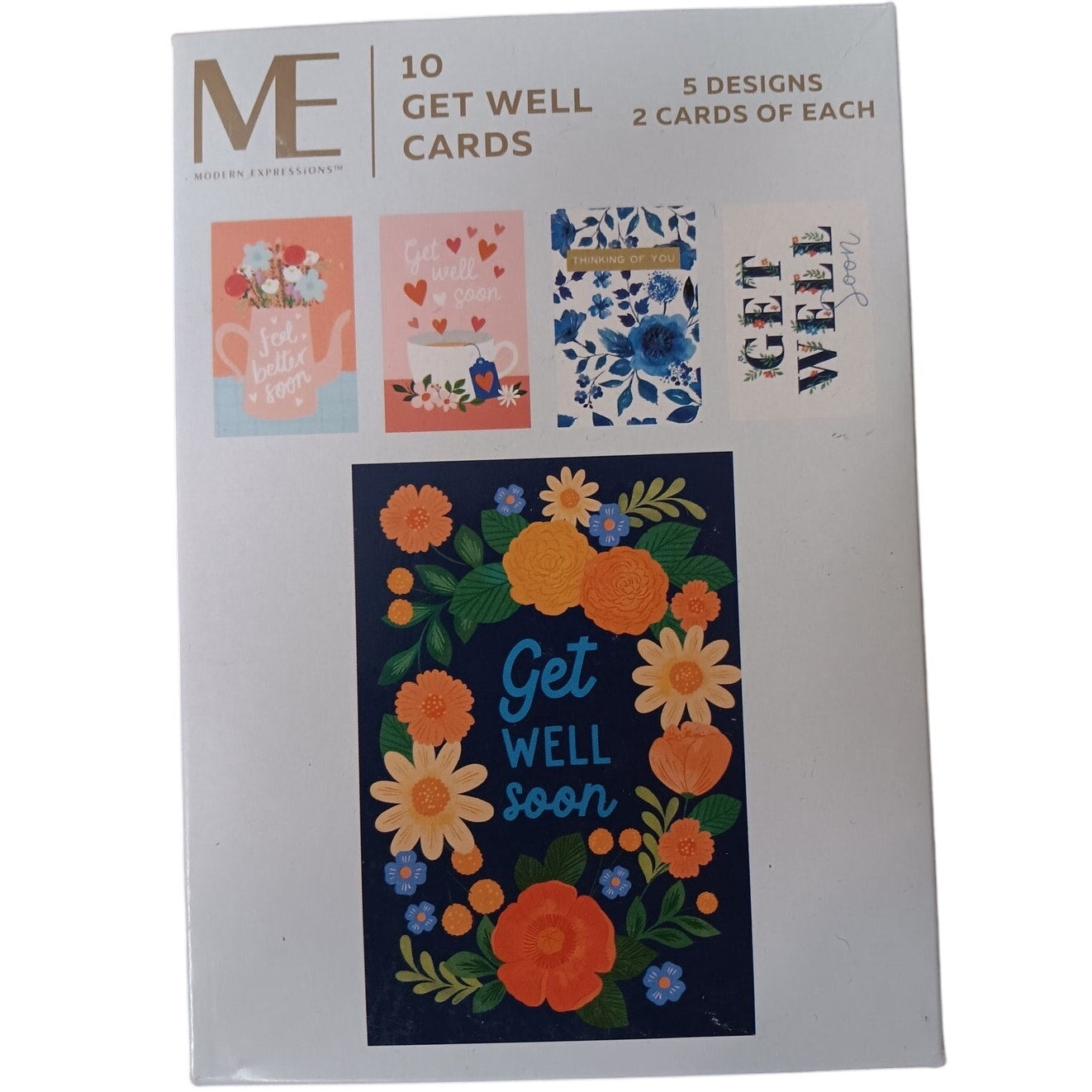ME Get Well Cards - 10-Pack - 5 Styles x 2 Each - 4"x6" - Soy Ink - PN 619330