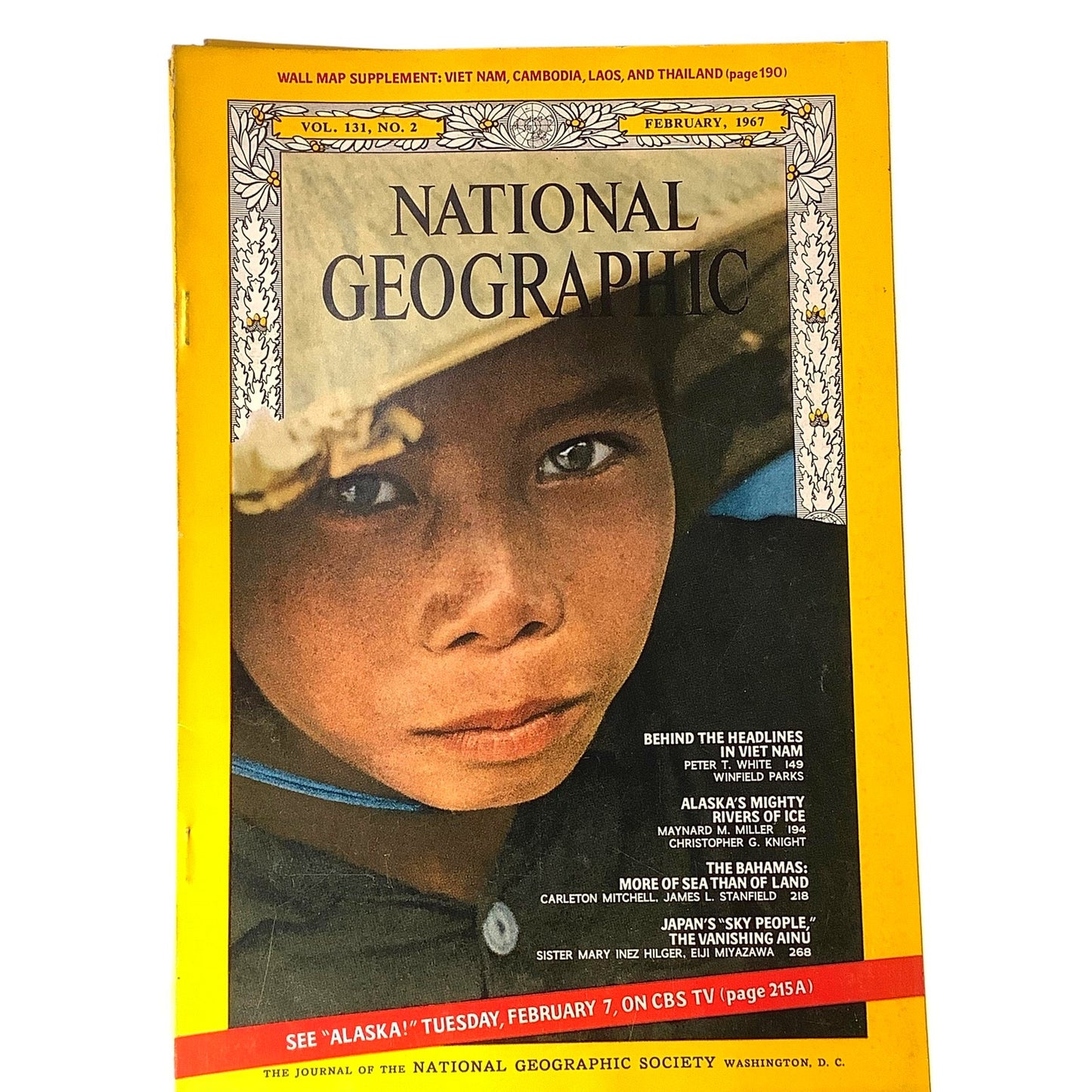 National Geographic Magazine FEB 1967, Vietnam, Alaska, Bahamas, Japan & More