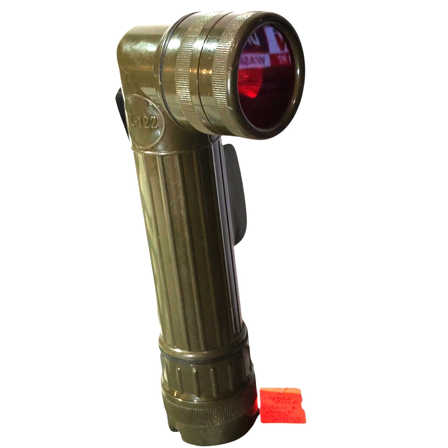 TL-122 Military Surplus Flashlight – ODG | 2 Red & Blue Lens Filters Extra Bulb