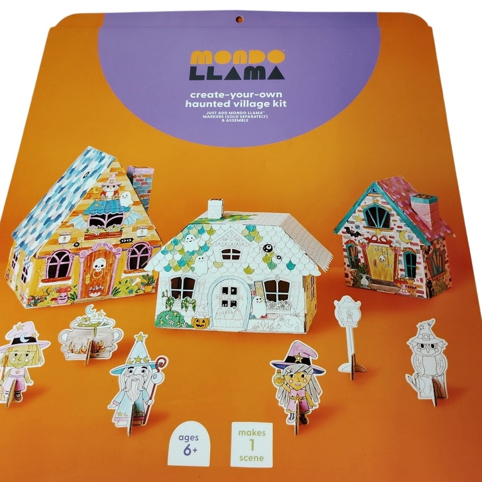 Mondo Llama Create-Your-Own Haunted Village Kit Corrugated Board Halloween Scene