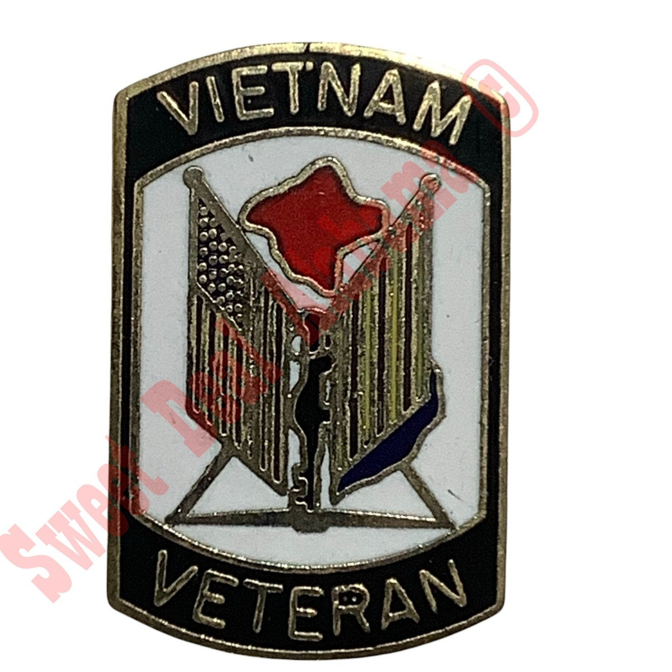 Vietnam Veteran Shield -U.S. and Vietnam Flags - Hat, Lapel Pin 1-1/8"H x 3/4"W