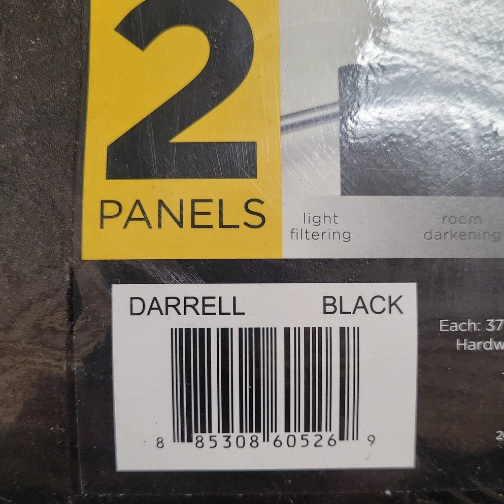 Darrell ThermaWeave Black Solid 37" X 84"L Blackout Pair Grommet Curtain Panels