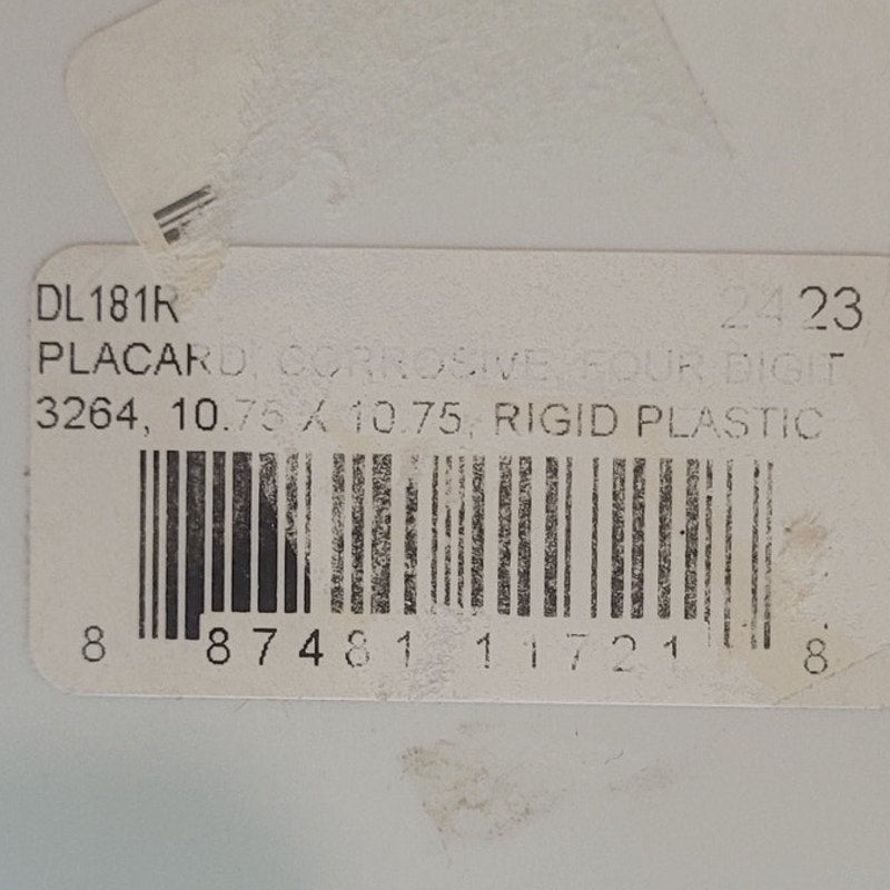 4-Digit International Placard – UN 3264 – Corrosive Liquid, Hazard Class 8