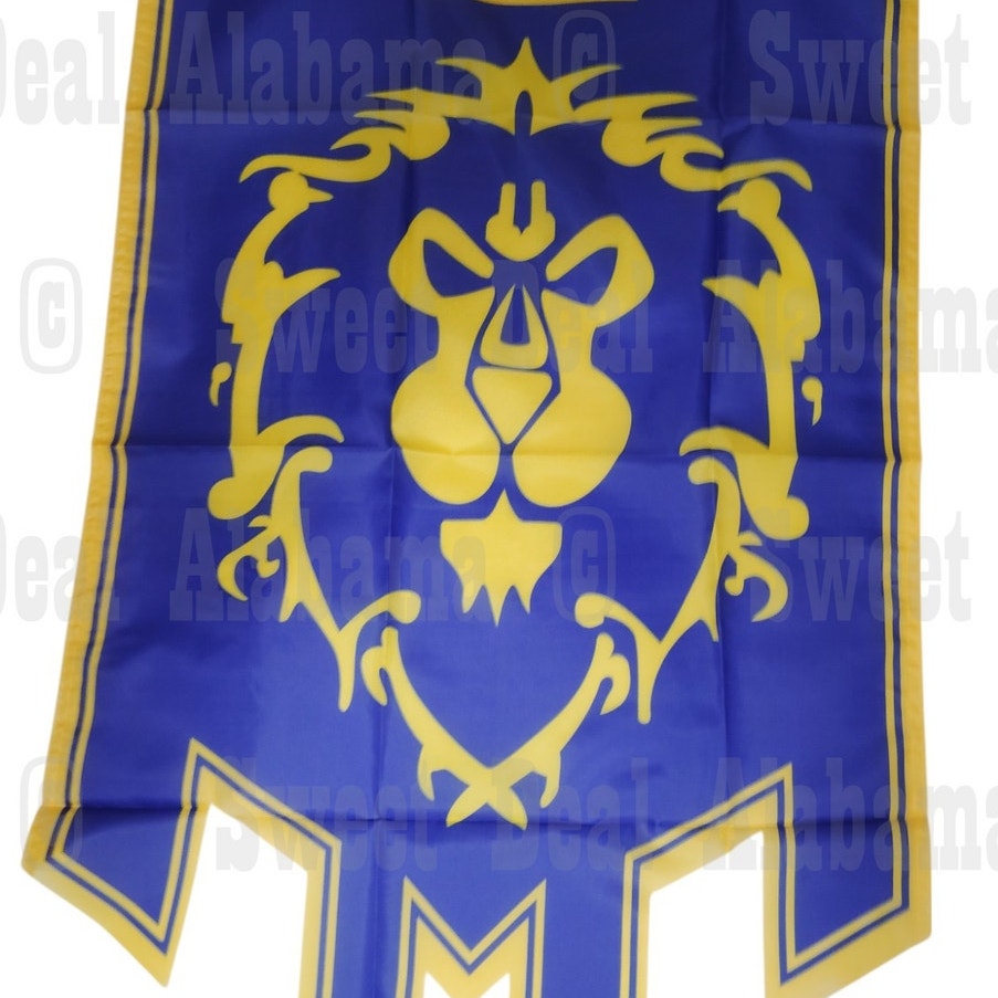 Alliance Badge Banner Flag – 24” x 40” World of Warcraft Emblem, Sleeved Hanging