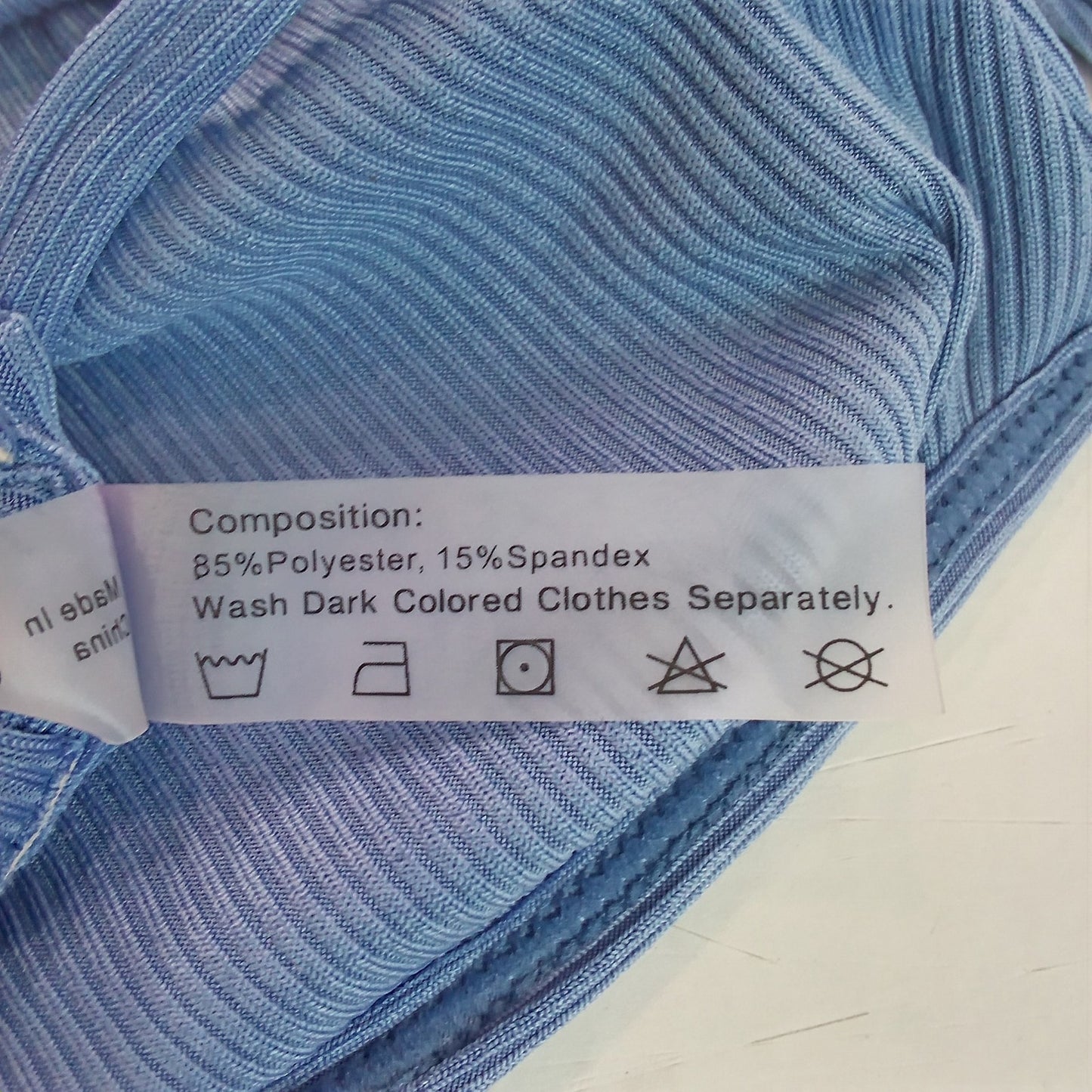 Zaful Light Blue Ribbed Bandeau Bikini Top Women’s Small (US 4) Strapless Swim