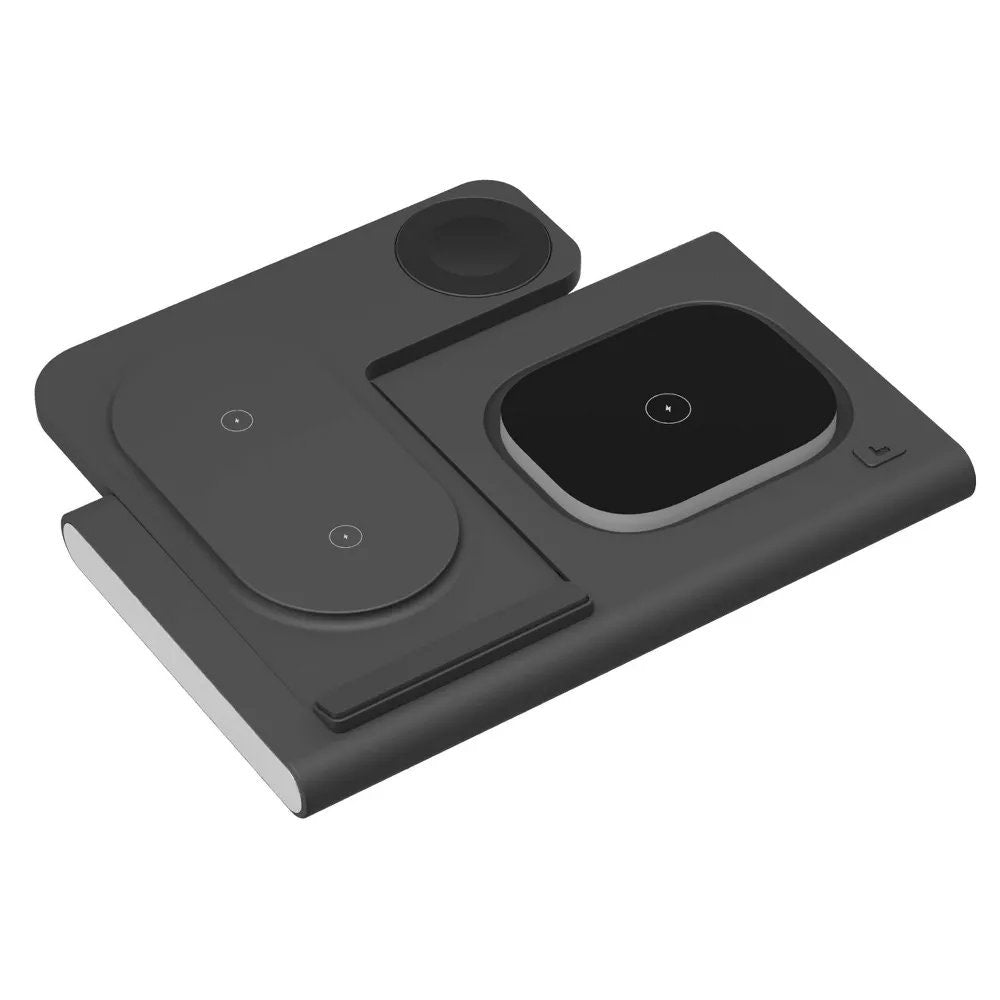 3-in-1 Portable Wireless Charger – Black – USB-C, 15W Output, Apple Watch/AirPods/iPhone Compatible