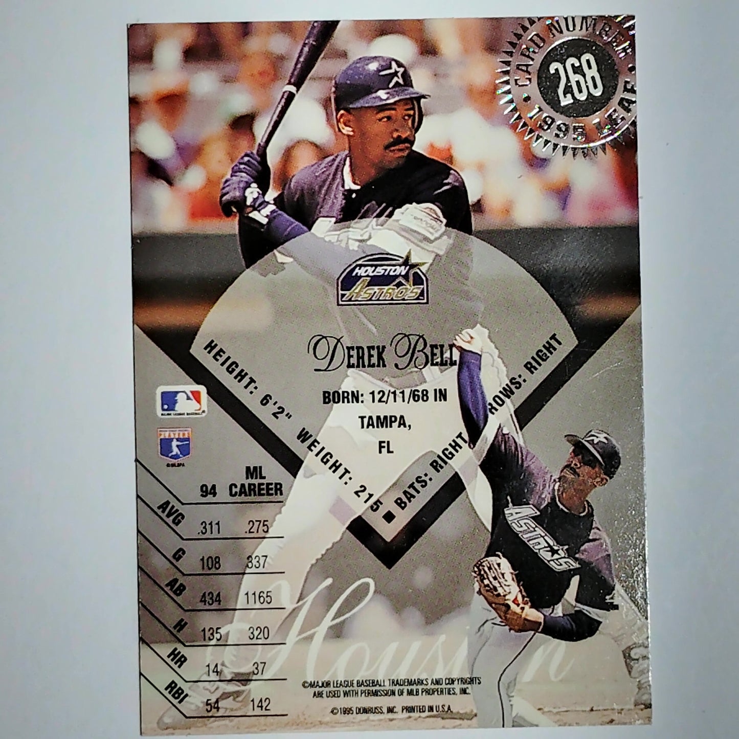 1995 Leaf Derek Bell Card #268 Houston Astros OF VG/EX