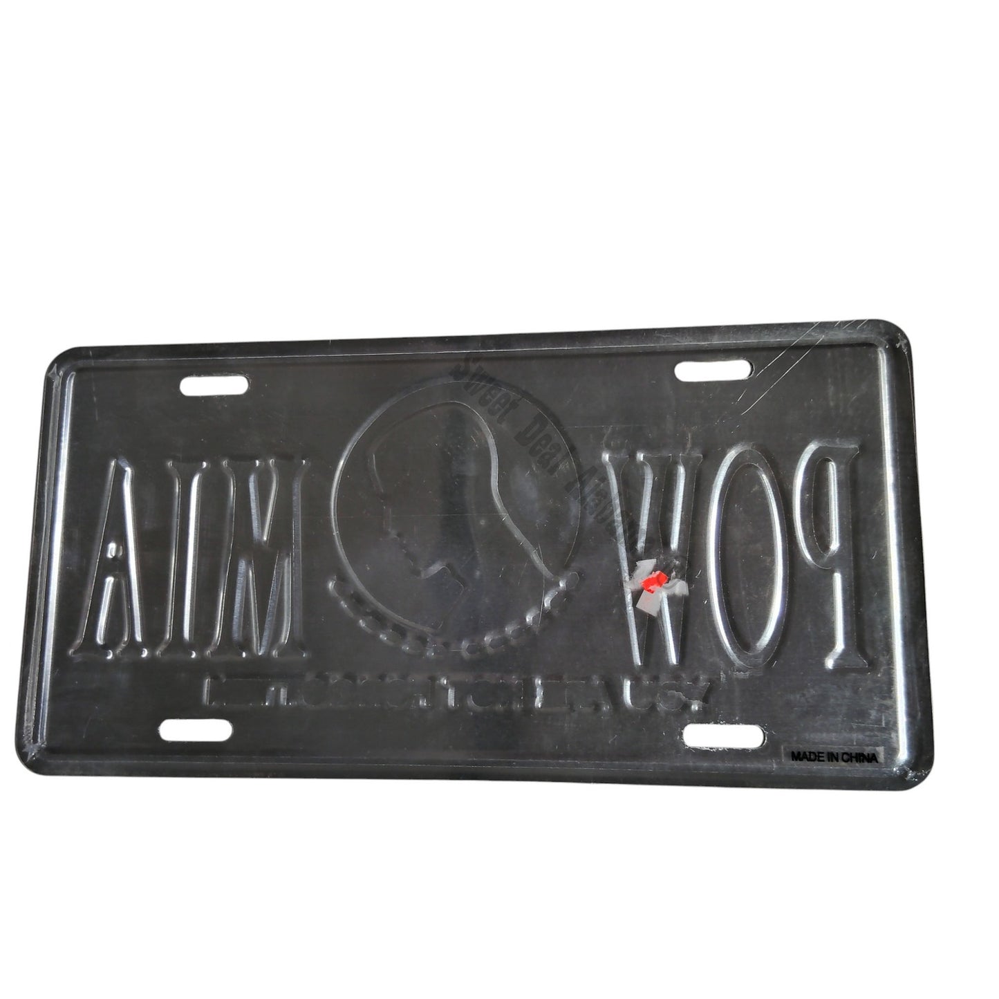 POW MIA - You Are Not Forgotten - 12" x 6", White Text, Black Background Car Tag