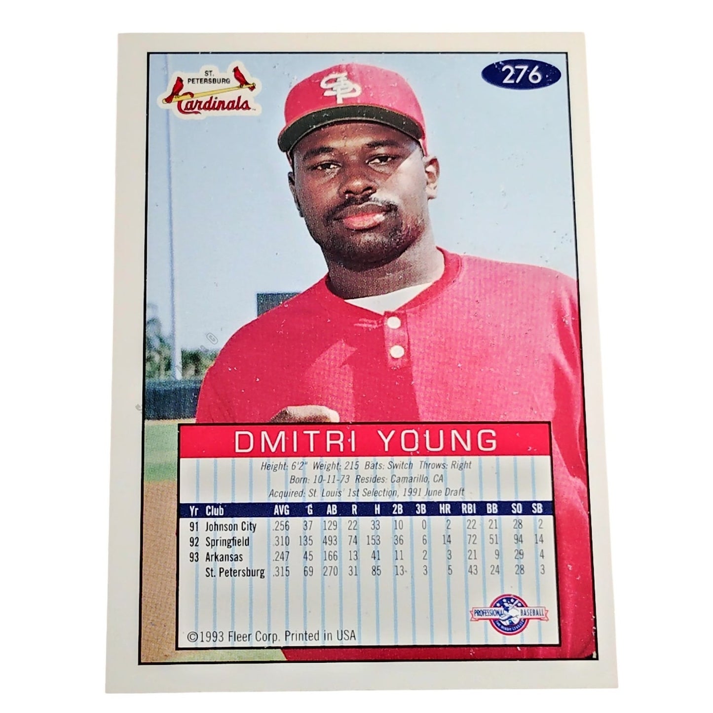 Dmitri Young, St. Petersburg Cardinals, #276, 93-94 Fleer Excel Minor Leagues