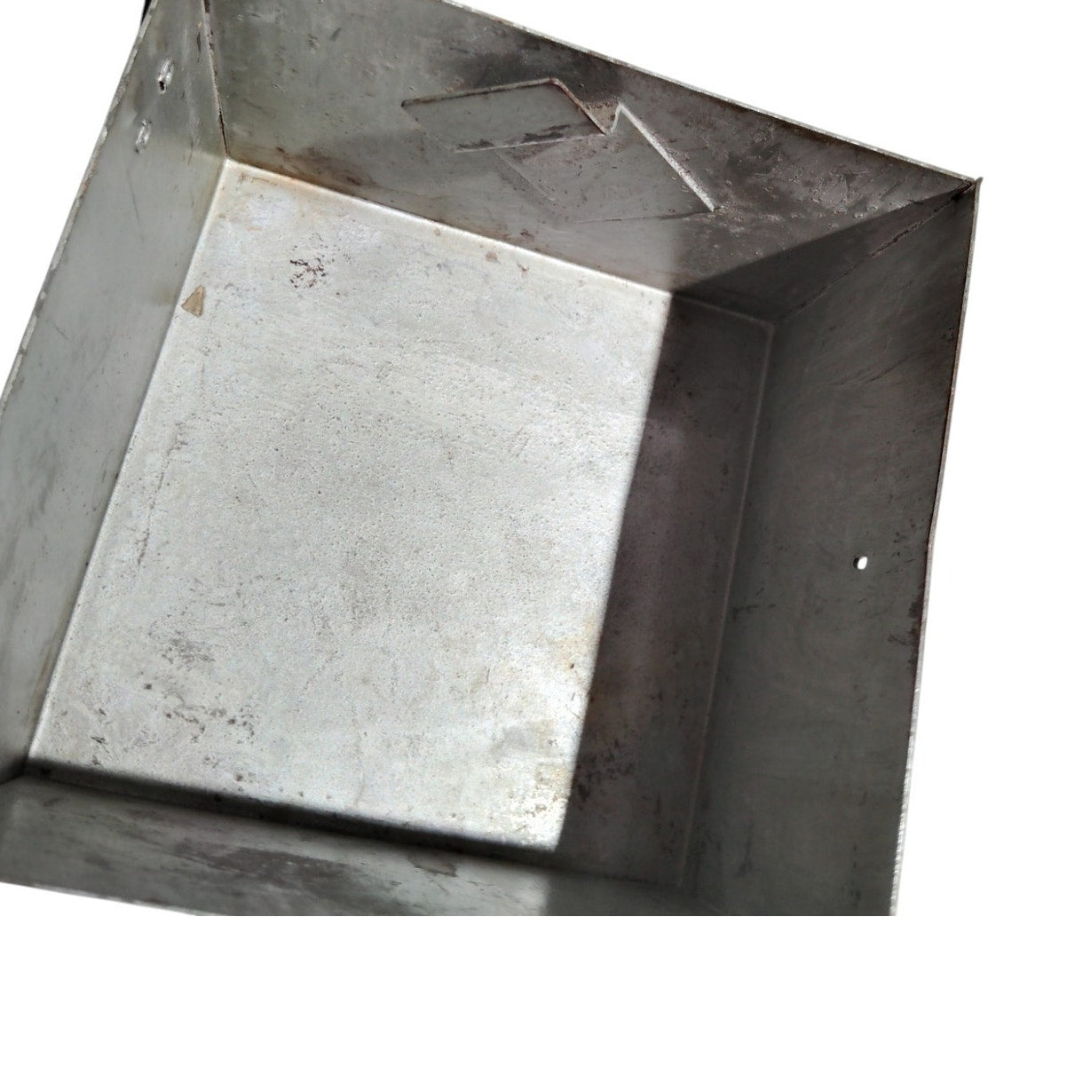 Vintage Galvanized Steel Box – Swing Clip Closure, 5-3/8" Square Industrial Storage