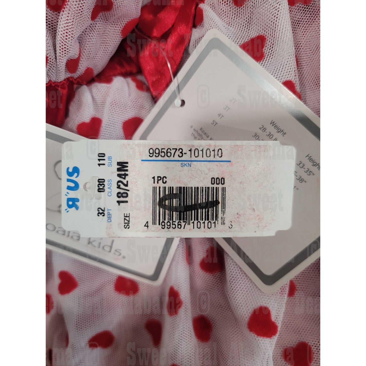 Koala Kids 18/24M 2T Satin/Mesh/Poly Knit Red Hearts Mesh Skirt 28-30LB 33-35"H