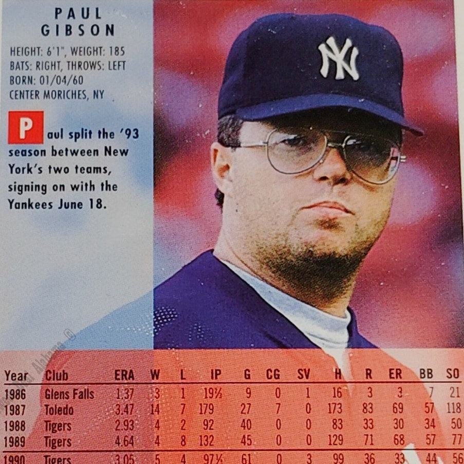 Paul Gibson, New York Yankees, #230, 1994 Fleer Baseball Collector's Card
