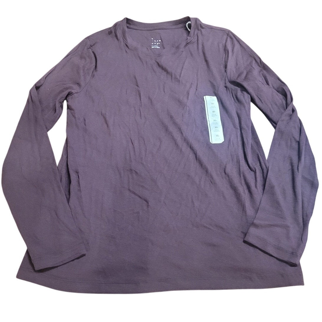 Women's Long Sleeve Slim Fit Crewneck T-Shirt - a New Day™ Brown XL (16)