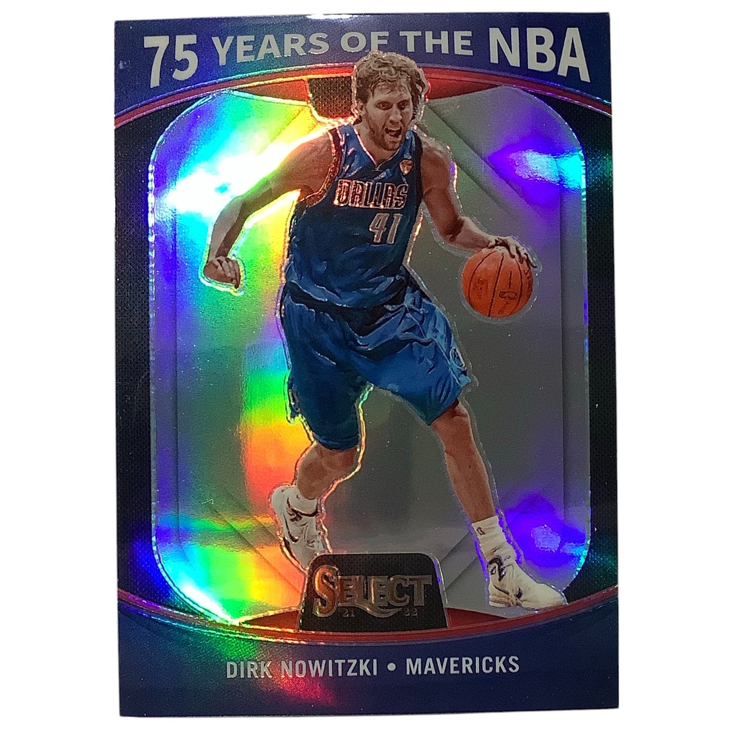 75 Years of the NBA, Dirk Nowitzki, Prizm Card #62, 2021-22 NBA Panini Select