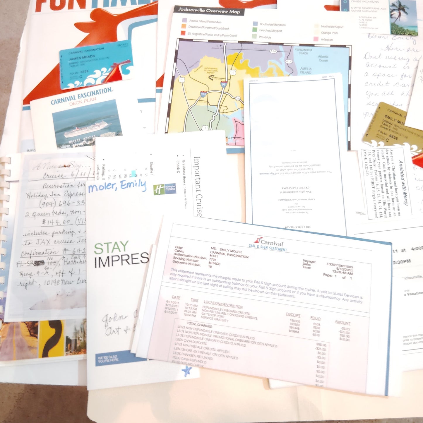 2011 Carnival Cruise Line Bahamas FunTimes Ephemera Collection & Maps