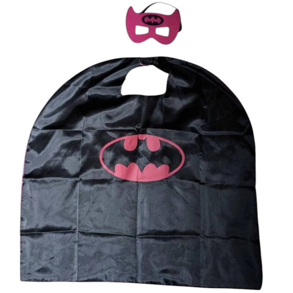 Bat Superhero Cape & 2 Masks Kids Set – Satin & Felt, Hook & Loop