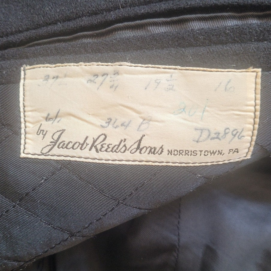 Vintage 1950s West Point Cadet Jacket – Size 37L – Gray Wool Blend with Black Trim & White Collar