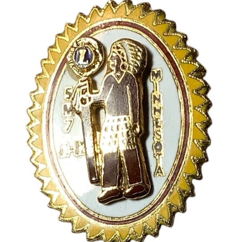 1982 Lions Club International, Indian Chief Lapel Broach Stick Pin, 5M7 MN