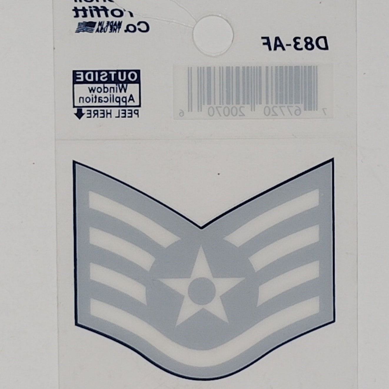 USAF E-5 Staff Sergeant Decal 2" x 1.75" Vinyl – Outside Window Mount – D83‑AF