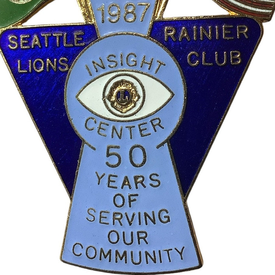 1987 Lions Club Int. 50 Year Insight Center Service Pin, Rainier, Seattle WA