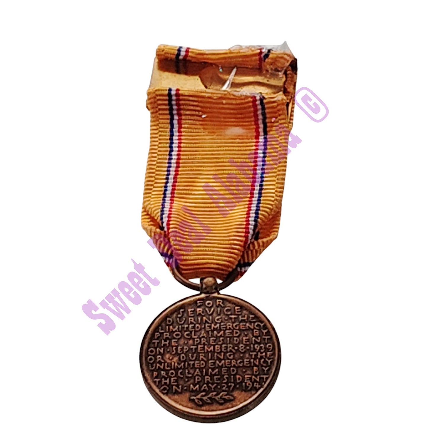 American Defense Service Mini Medal (3/4"D) Ribbon (3/4"W) Overall 2-1/4"H