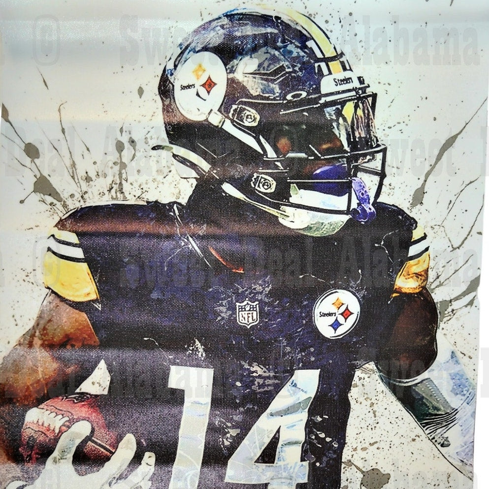 Pittsburgh Steelers #14 George Pickens – 12” x 18” Canvas Print – Unframed