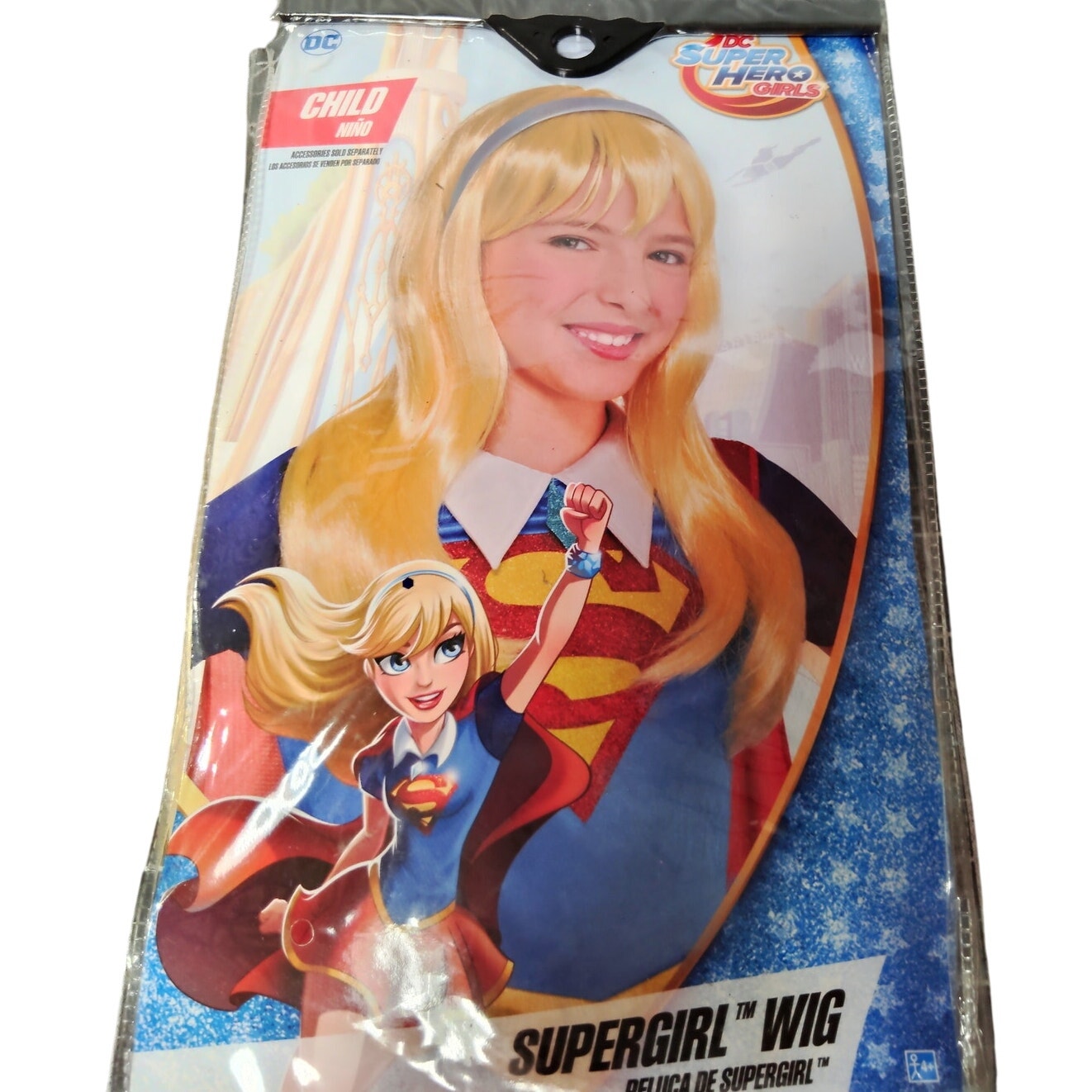 Kids Girls Sassy Supergirl Wig – DC Super Hero, Blonde/Yellow