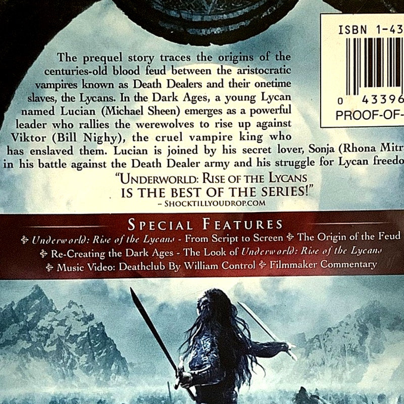 Underworld: Rise of the Lycans (DVD, 2009) "R" 92 Min. of Action, Sci-Fi, Horror