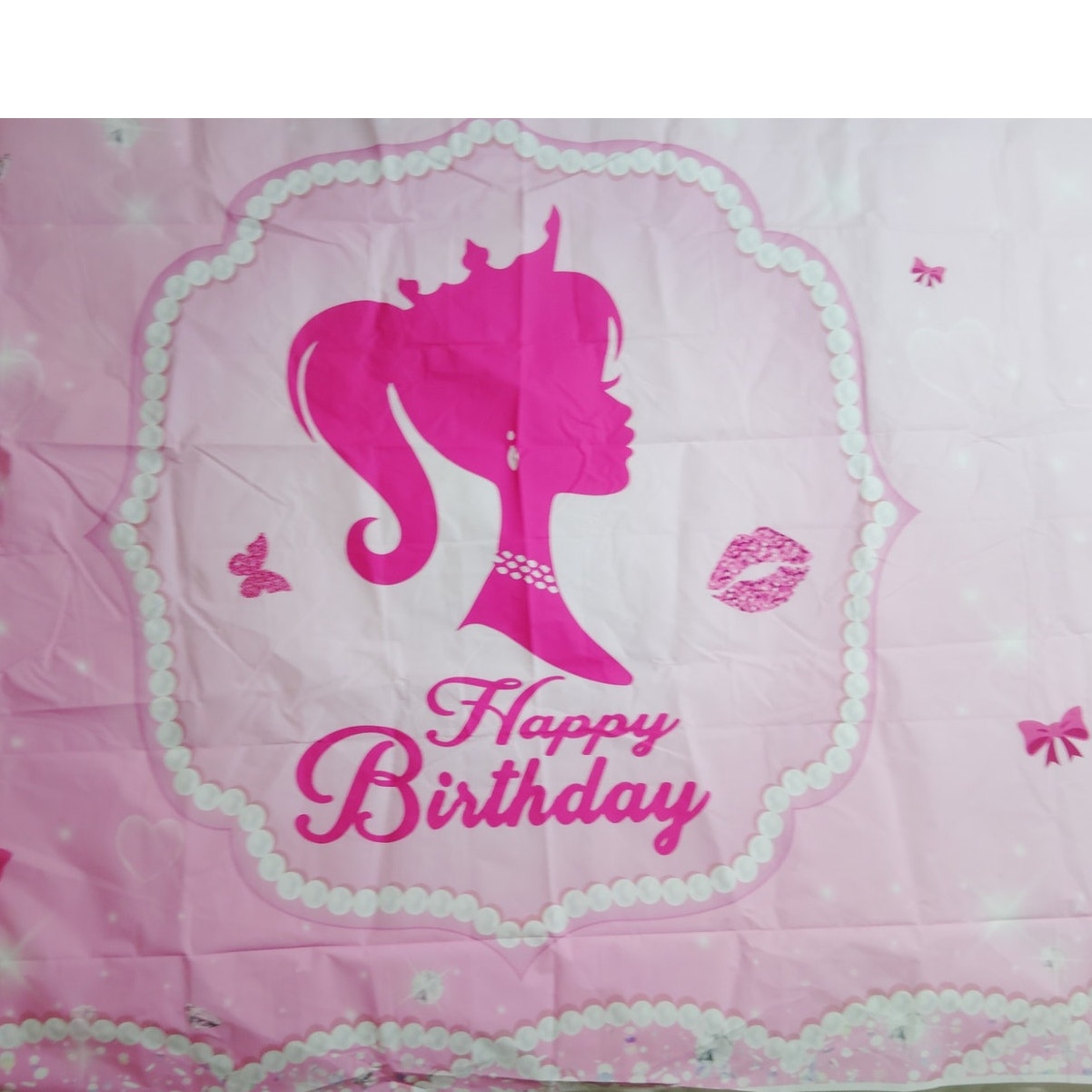 Pink Pearl Princess Birthday Backdrop – 5x7 ft Girl’s Party Decoration with Crown & Sparkle Design