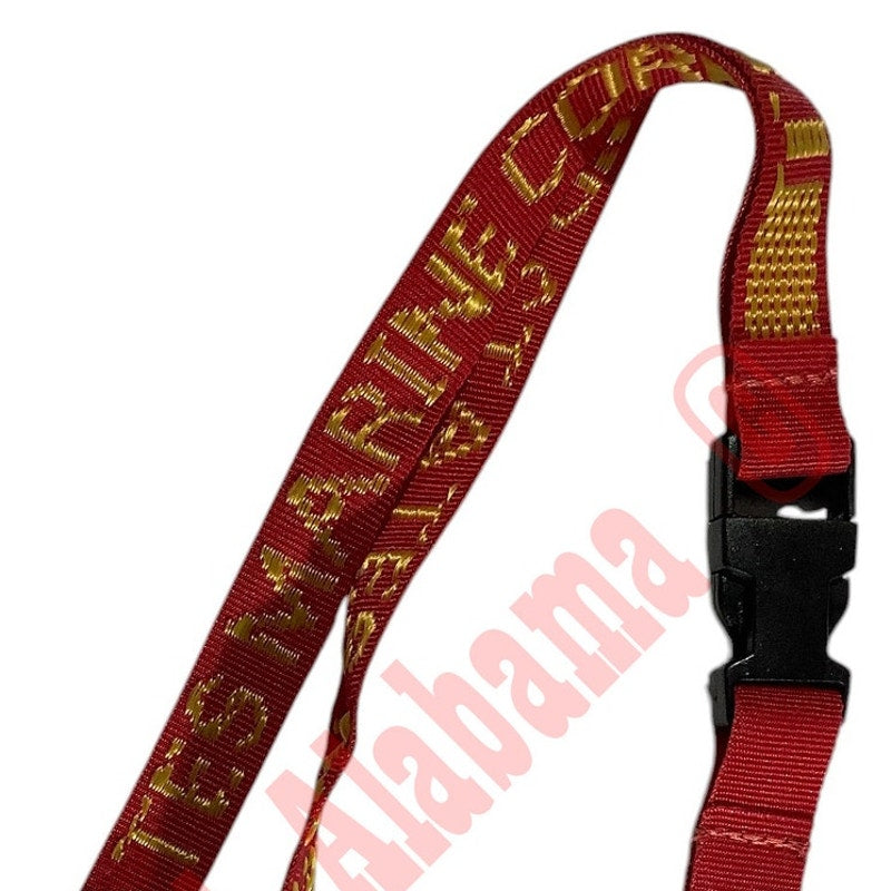 Marine Corps Embroidered Lanyard, 3/4"W, Keyring, Key Chain, Red w/ Gold Text