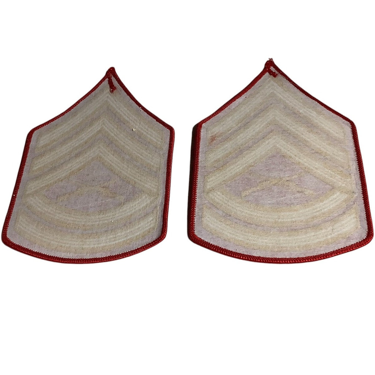 1 Set- USMC Gunnery Sergeant E-7 Gold on Red Embroidered Chevrons, Male