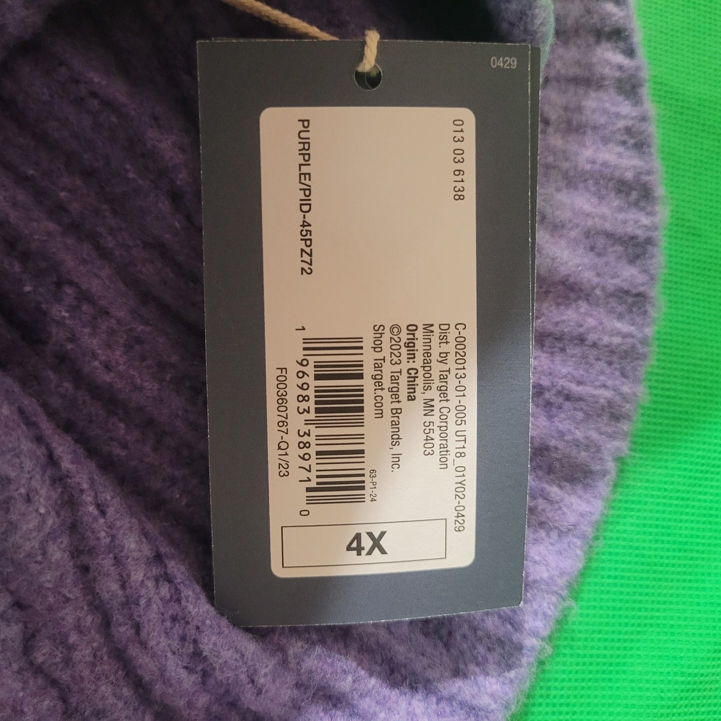 Womens Mock Turtleneck Cashmere‑Like Pullover Sweater Universal Thread Purple 4X