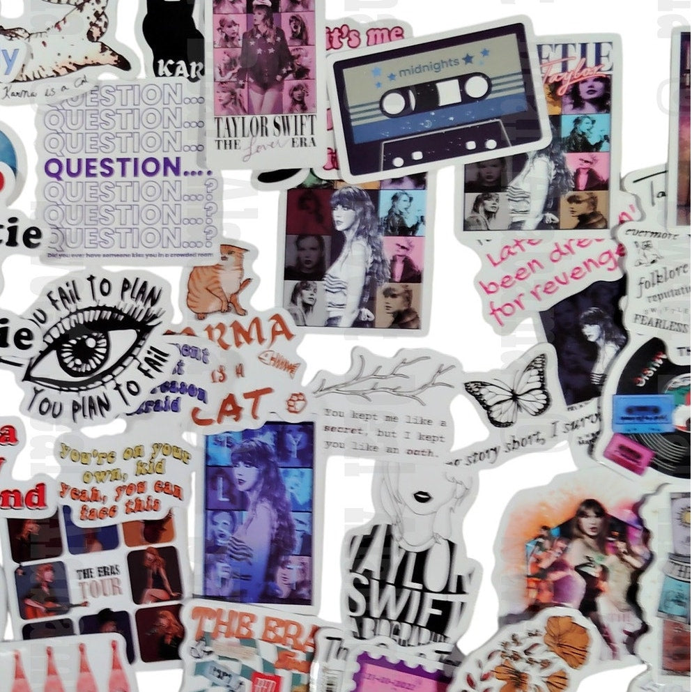 Lot of 50 Taylor Swift Assorted Stickers Pictured, Great for Scrapbooking & More