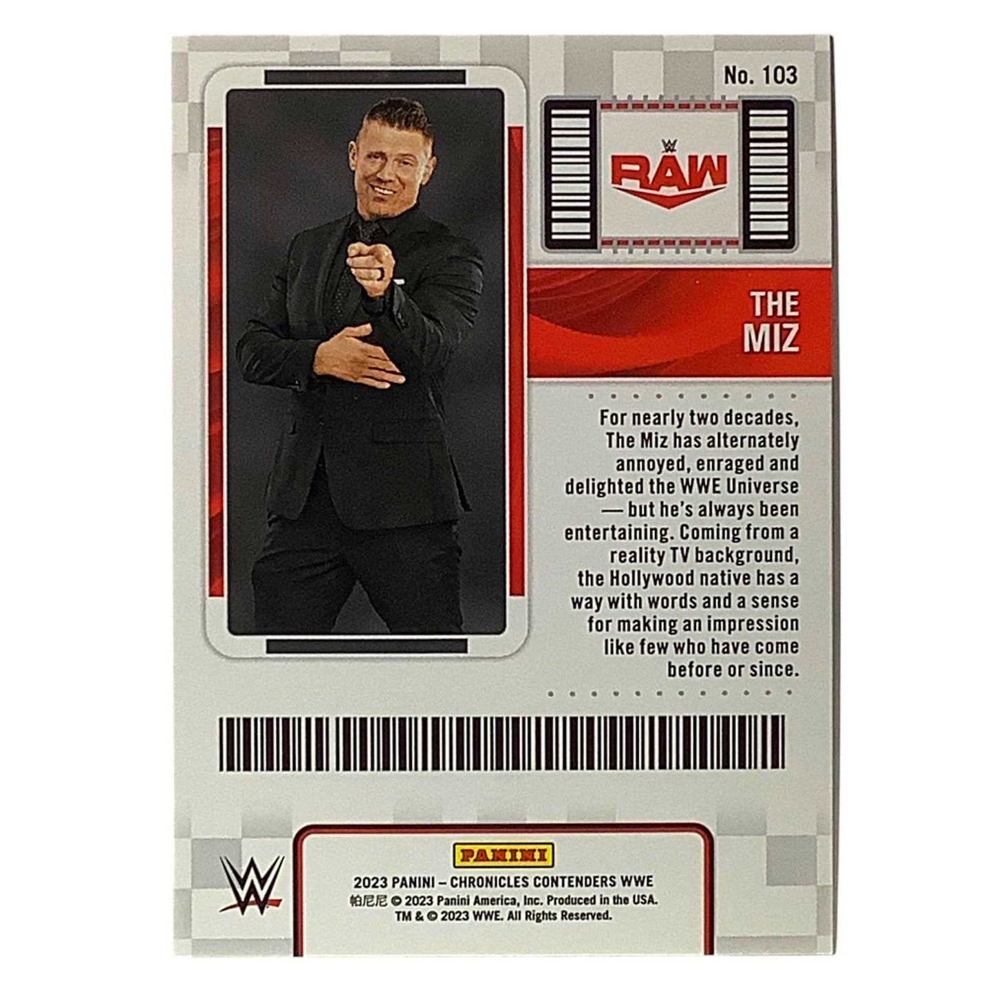 The Miz, WWE Contenders Card 33 2023 Panini - Chronicles WWE Collectors Card NM+